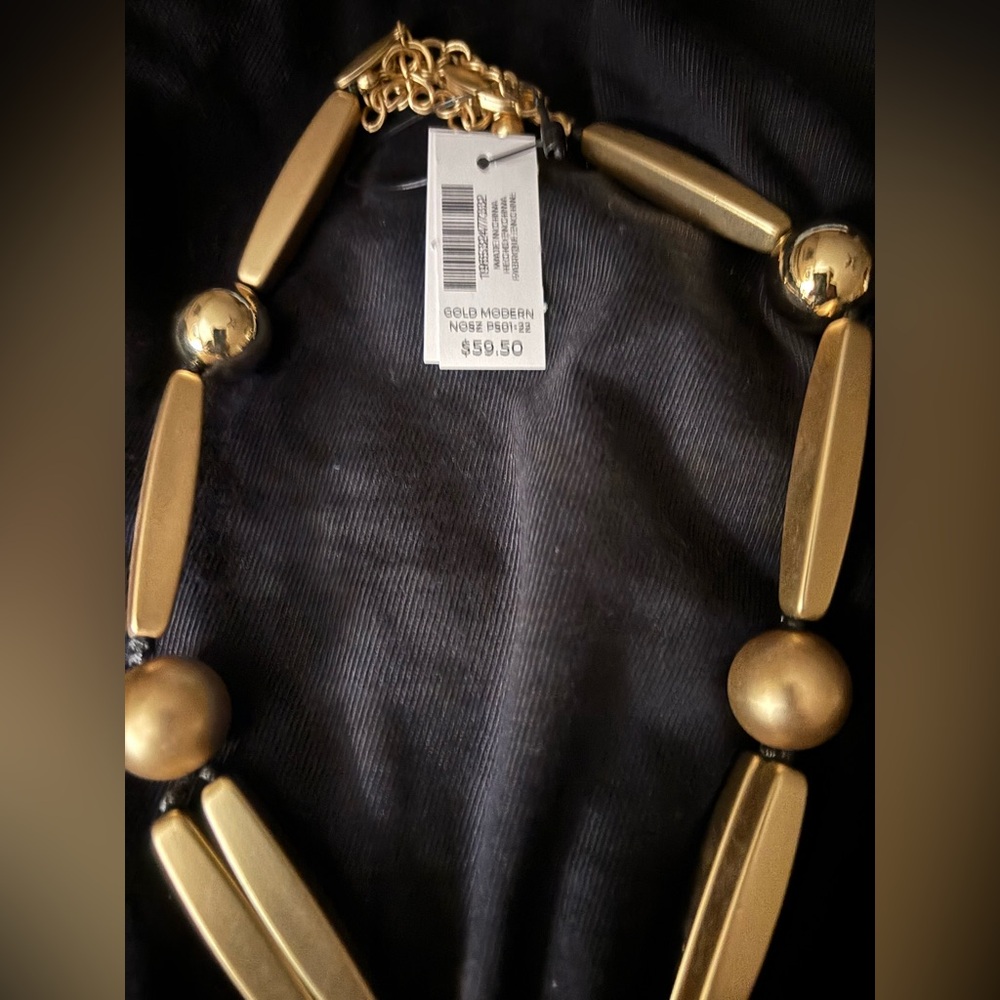 Chicos gold necklace and stretch bracelet